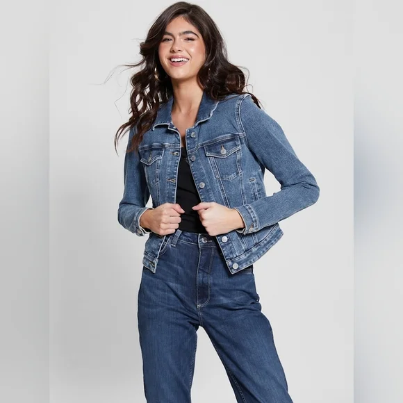 Guess Sexy Trucker Jeans Jacket Medium Wash ~ Size XS - Picture 4 of 11